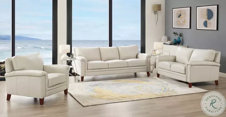 Wendover Vanilla Top Grain Leather Loveseat