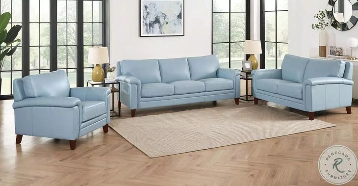 Wendover Spa Blue Leather Living Room Set