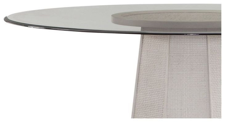 Korey White Wash Mindi 54" Round Glass Top Dining Table