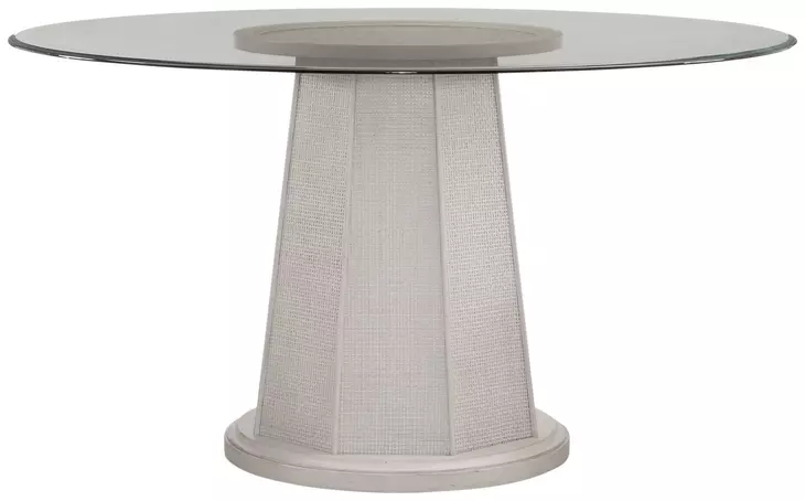 Korey White Wash Mindi 48" Round Glass Top Dining Table