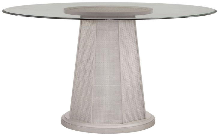 Korey White Wash Mindi 54" Round Glass Top Dining Table