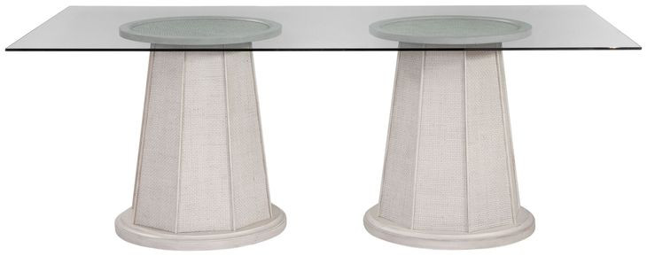 Korey White Wash Mindi 78" Rectangular Glass Top Dining Table