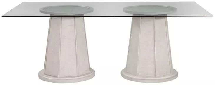 Korey White Wash Mindi 78" Rectangular Glass Top Dining Table