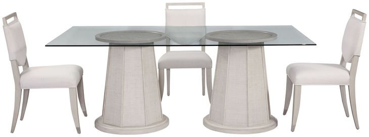 Korey White Wash Mindi 78" Rectangular Glass Top Dining Table