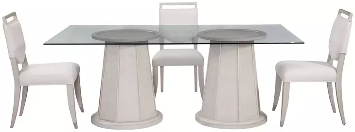 Korey White Wash Mindi 78" Rectangular Glass Top Dining Table