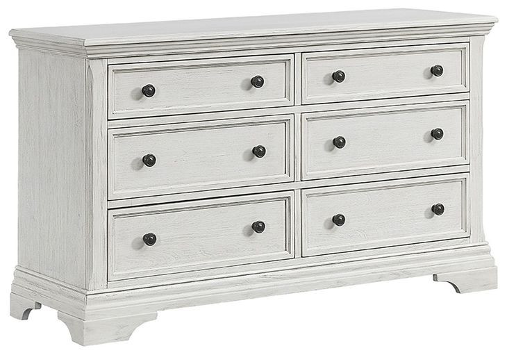Olivia Brushed White 6 Drawer Dresser