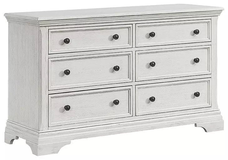 Olivia Brushed White 6 Drawer Dresser