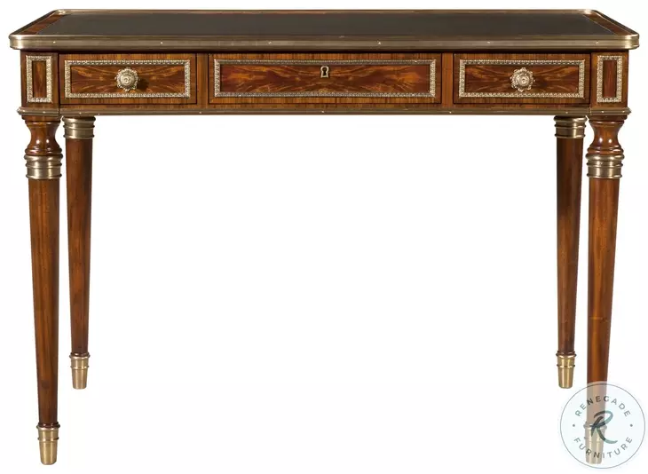 Tales from France Black And Blind Gold Tooling Ramsey Mahogany 43" Drawer Writing Table