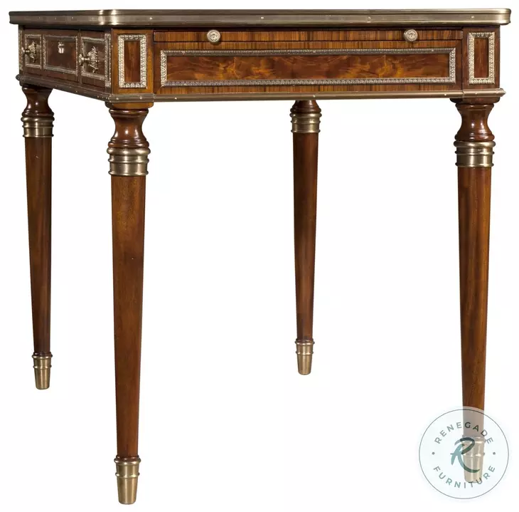 Tales from France Black And Blind Gold Tooling Ramsey Mahogany 43" Drawer Writing Table