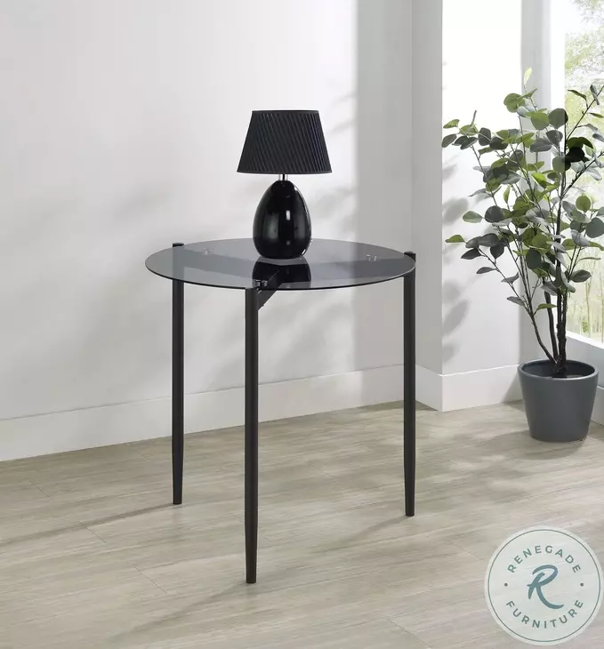 Rosalie Gray And Smoked Glass Top Round End Table