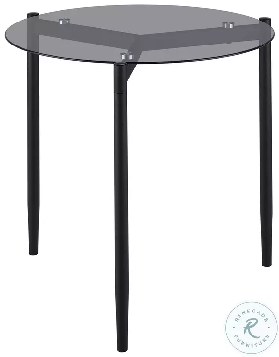 Rosalie Gray And Smoked Glass Top Round End Table