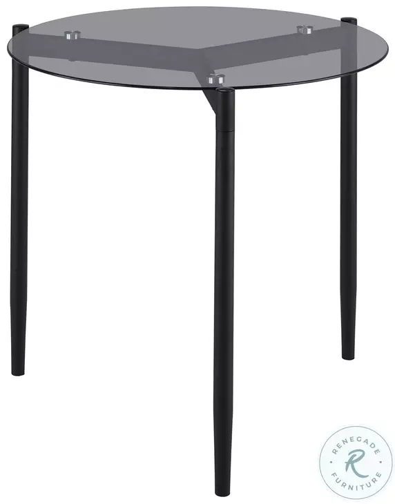 Rosalie Gray And Smoked Glass Top Round Occasional Table Set