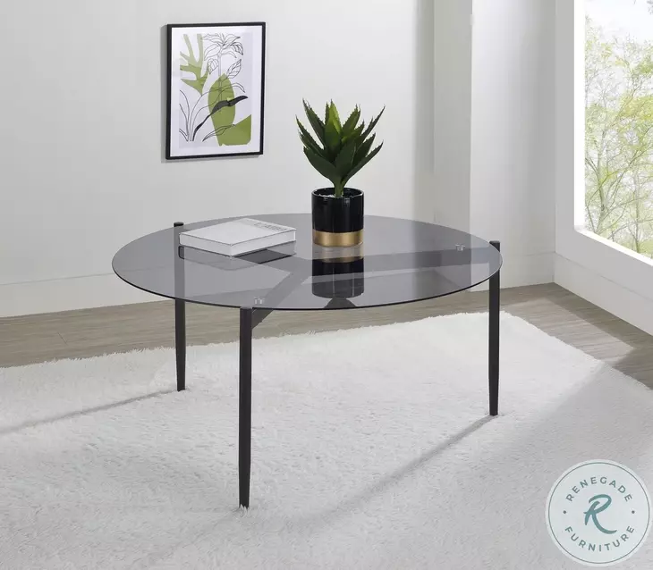 Rosalie Gray And Smoked Glass Top Round Coffee Table