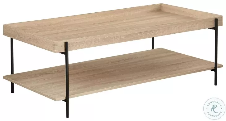 Fallon Natural And Black Rectangular Coffee Table