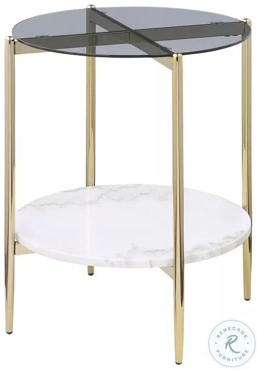 Jonelle Smoke And Gold Occasional Table Set