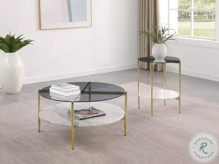 Jonelle Smoke And Gold Occasional Table Set