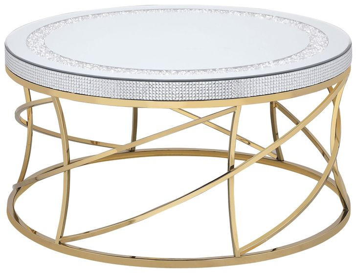 Elise Gold And Mirror Top Round Coffee Table