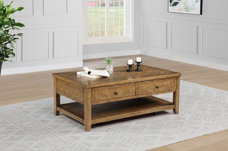 Payne Distressed Brown Rectangular Lift Top Cocktail Table