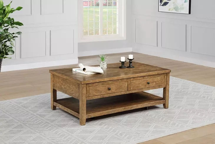 Payne Distressed Brown Rectangular Lift Top Coffee Table