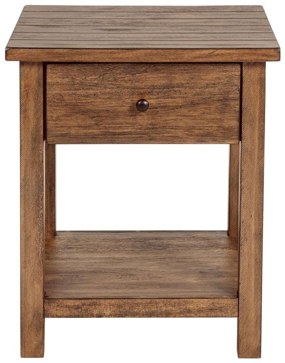 Payne Distressed Brown 1 Drawer End Table