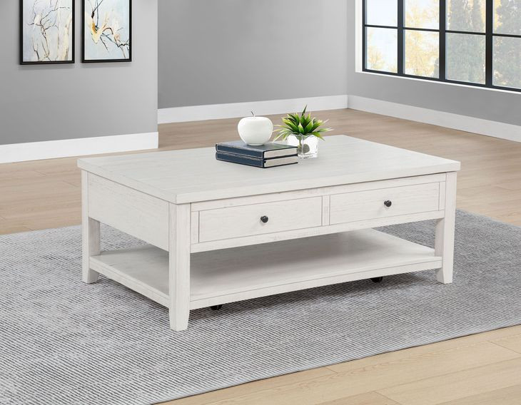 Payne Distressed White Rectangular Lift Top Cocktail Table