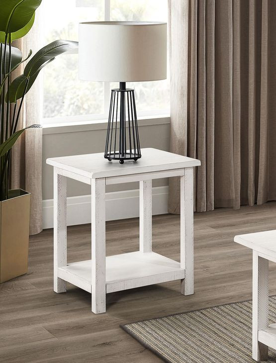 Payne Distressed White End Table