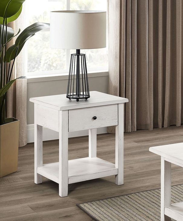 Payne Distressed White 1 Drawer End Table