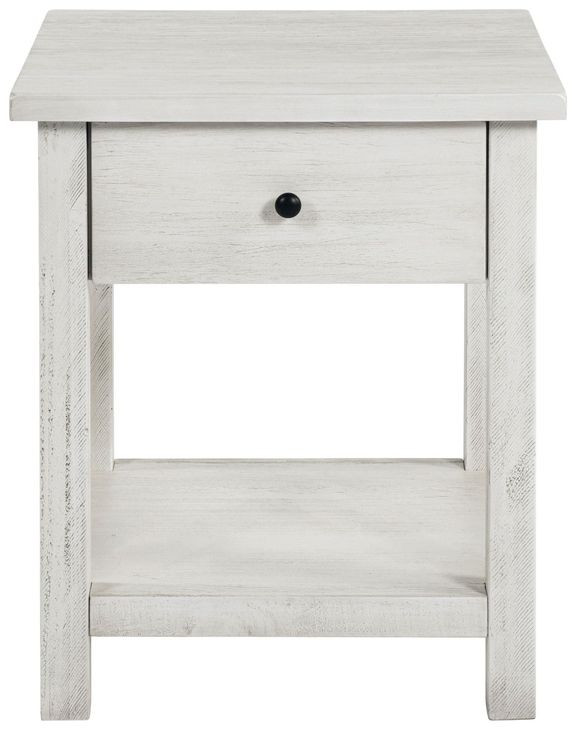 Payne Distressed White 1 Drawer End Table