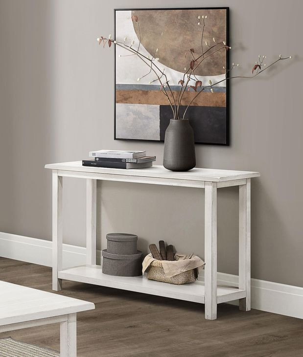 Payne Distressed White Entryway Console Table