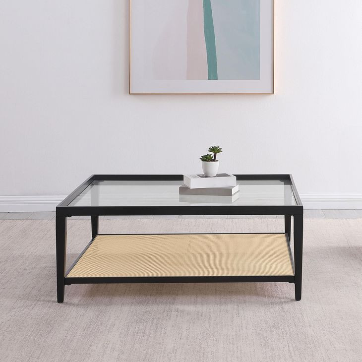 Lanewood Black And Glass Top Coffee Table