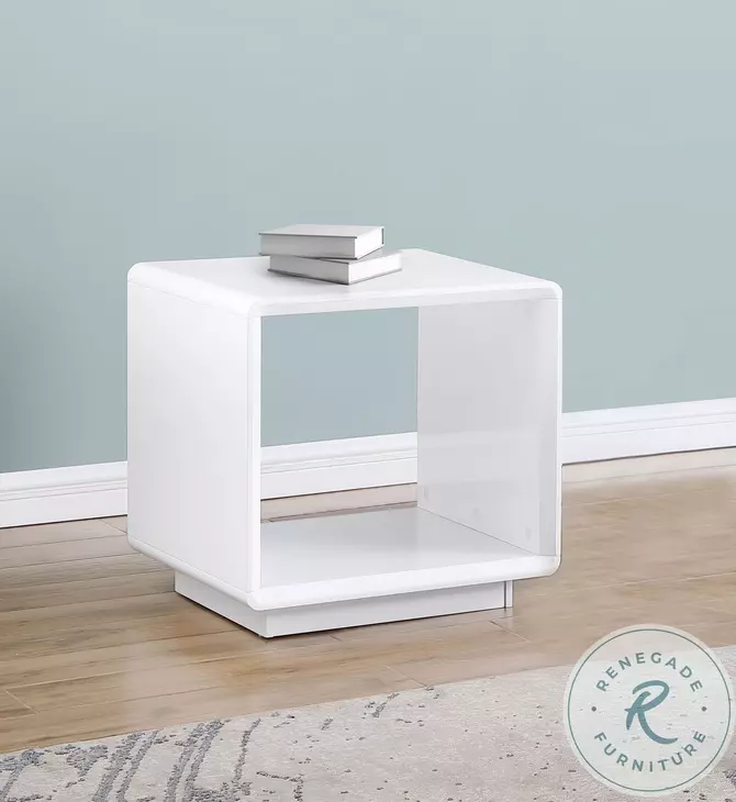 Paseo White High Gloss Square End Table