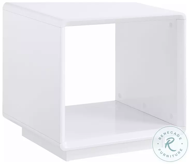 Paseo White High Gloss Square End Table