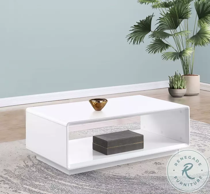 Paseo White High Gloss Rectangular Occasional Table Set