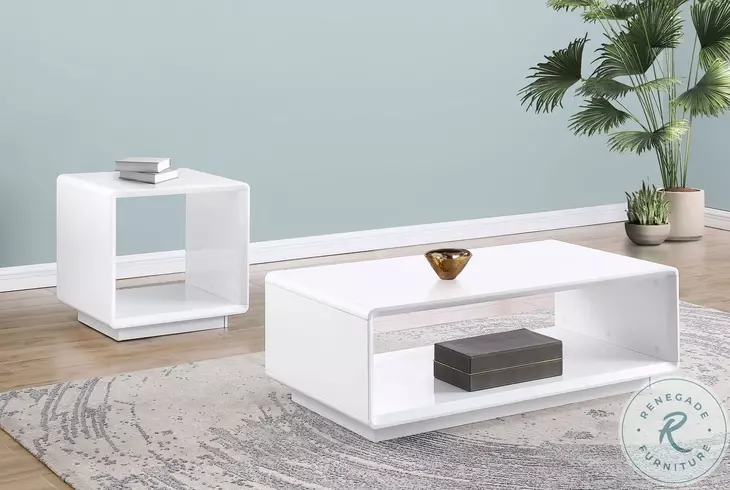 Paseo White High Gloss Rectangular Occasional Table Set