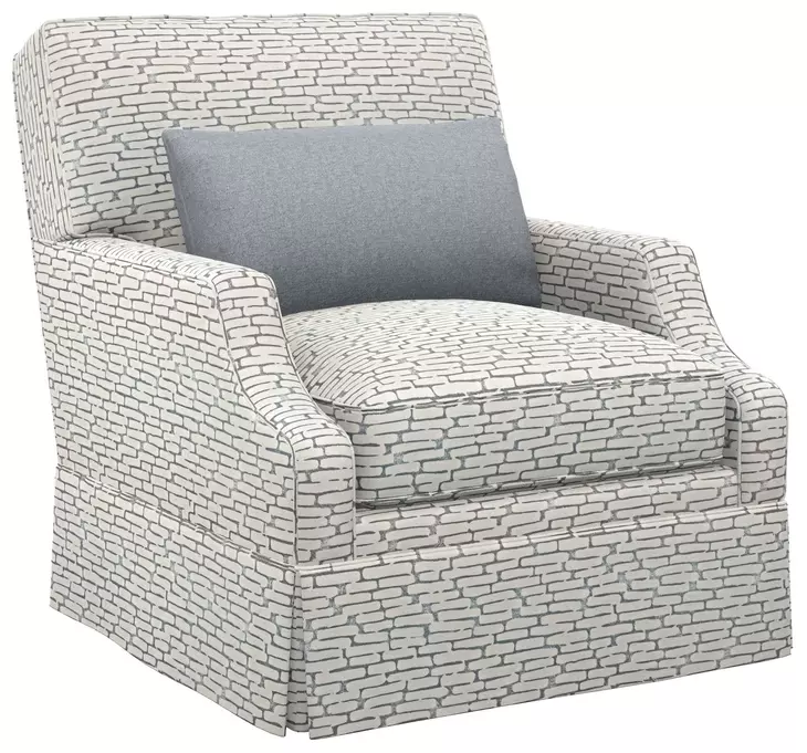 Courtney White Upholstered Swivel Chair with Pillow