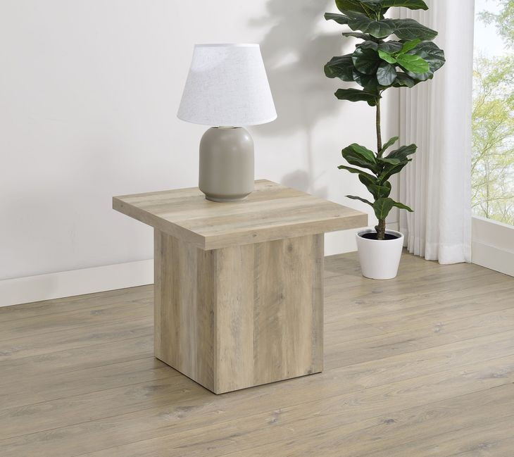 Devar Distressed Pine Square End Table