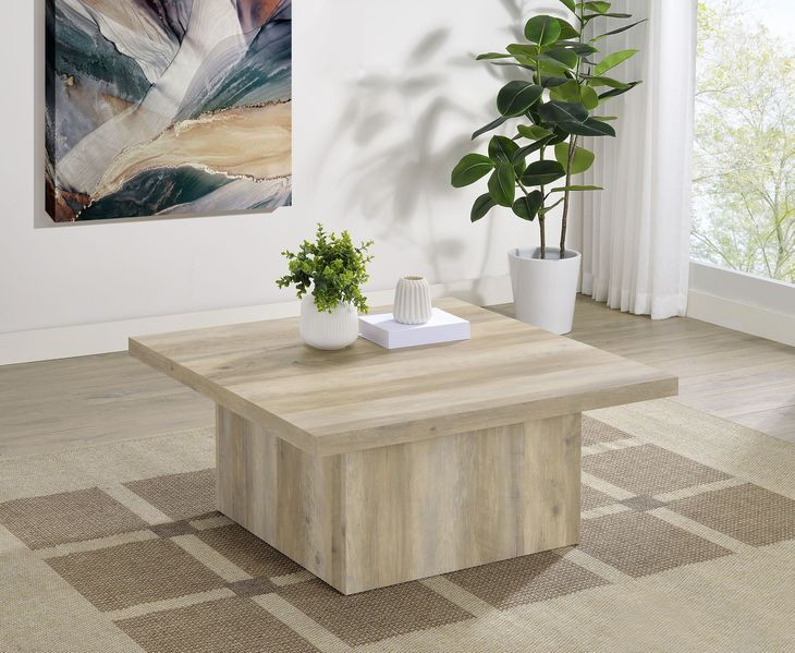 Devar Distressed Pine Square Occassional Table Set