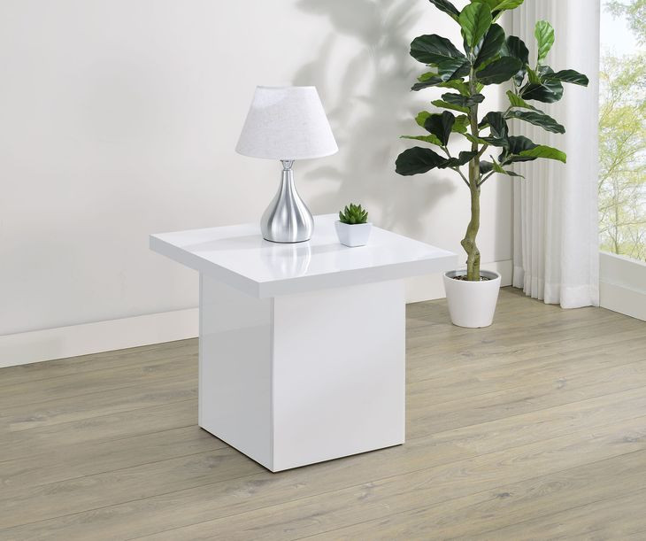 Devar White Square End Table
