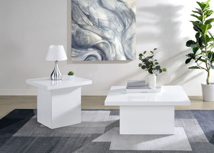 Devar White Square Occassional Table Set