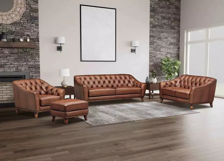 Lorwell Mocha Leather Living Room Set