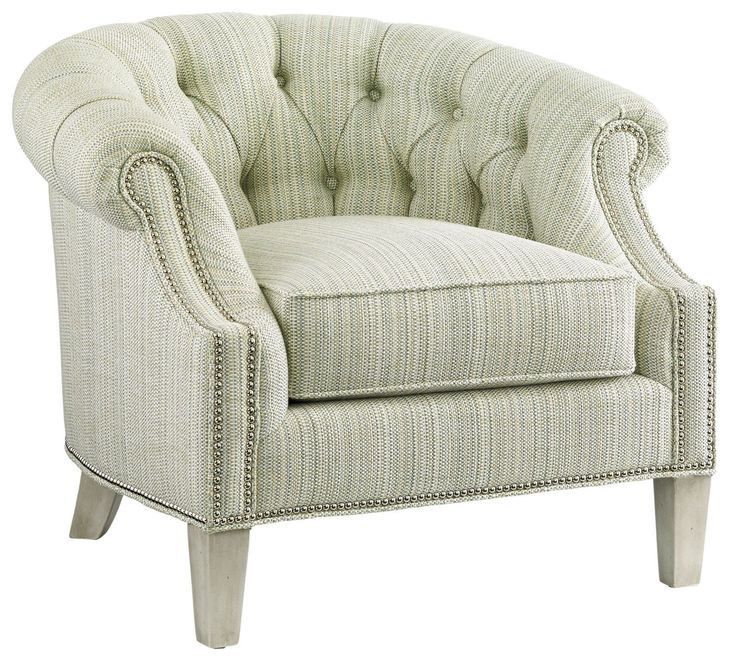 Kendrick Kensington Place Aqua Upholstered Lounge Chair with Nailhead Trim