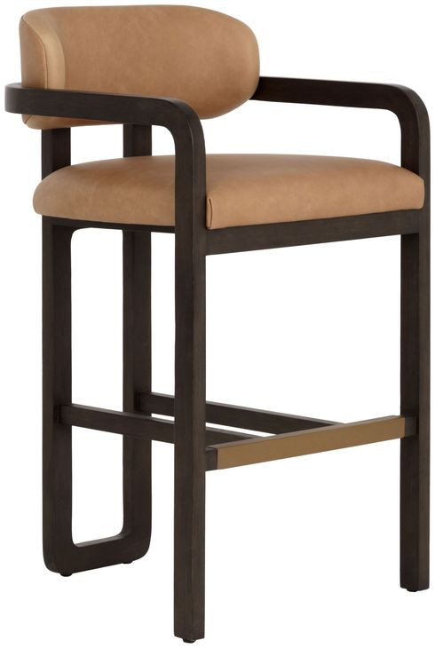 Cypress Ludlow Sesame Leather Upholstered Bar Stool