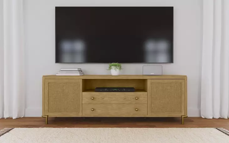 Arini Sand Wash 2 Door Rattan Cane TV Stand