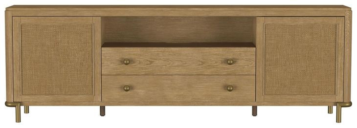 Arini Sand Wash 2 Door Rattan Cane TV Stand