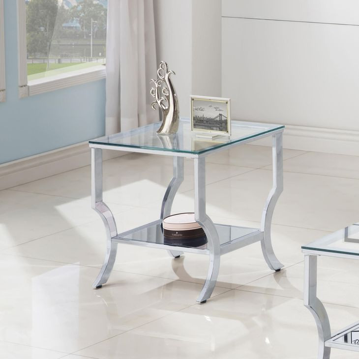 Saide Chrome And Tempered Glass End Table