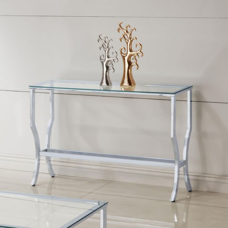 Saide Chrome And Tempered Glass Sofa Table