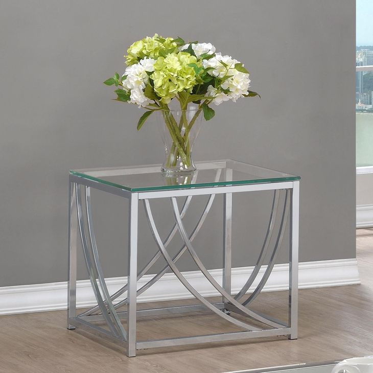 Lille Glass Top And Chrome End Table