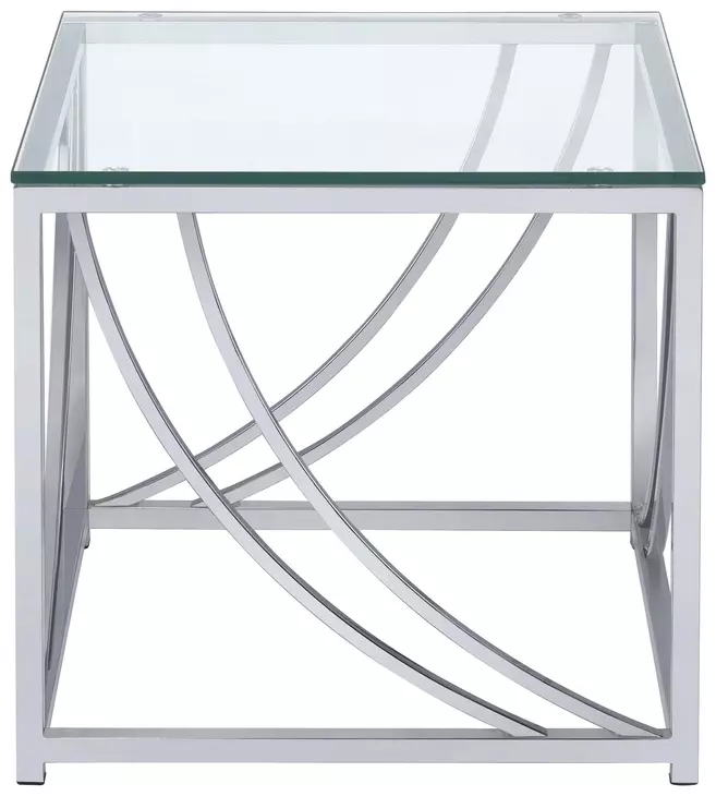 Lille Glass Top  And Chrome End Table
