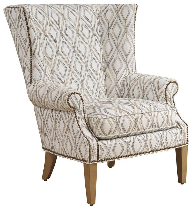 Marissa Cream and Brown Upholstered Accent Chair with Nailhead Trim