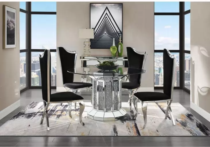 Noralie Silver 52" Round Dining Table